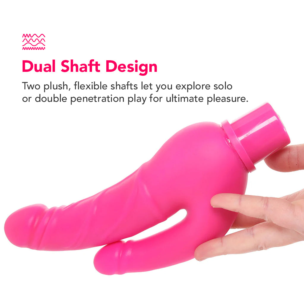 Power Stud Rechargeable Over & Under Vibe in Pink Vibrators > Realistic Vibrator Dildos
