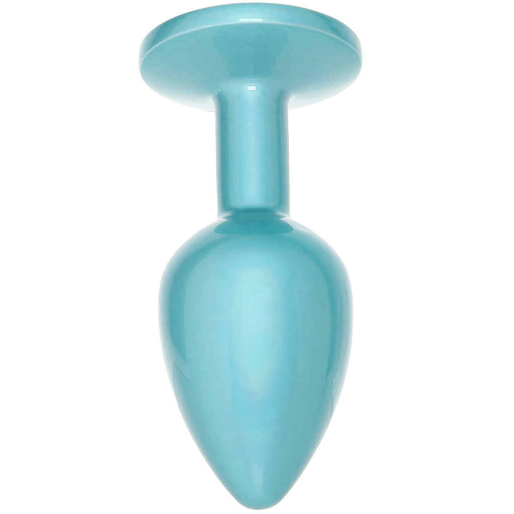 Rear Assets Small Metal Butt Plug in Teal Anal Sex Toys > Butt Plugs