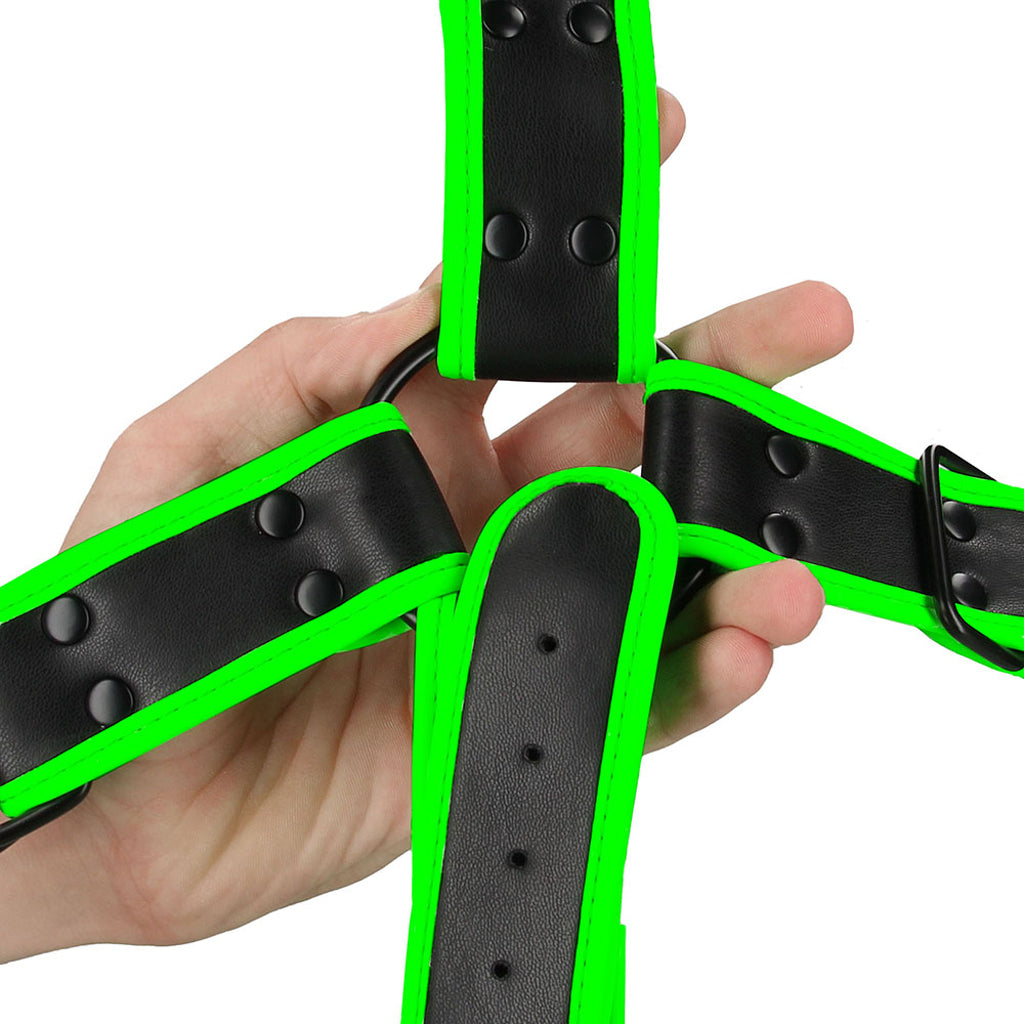 Ouch! Glow In The Dark Cross Harness /XL Bondage and Fetish > Men's Bondage Wear