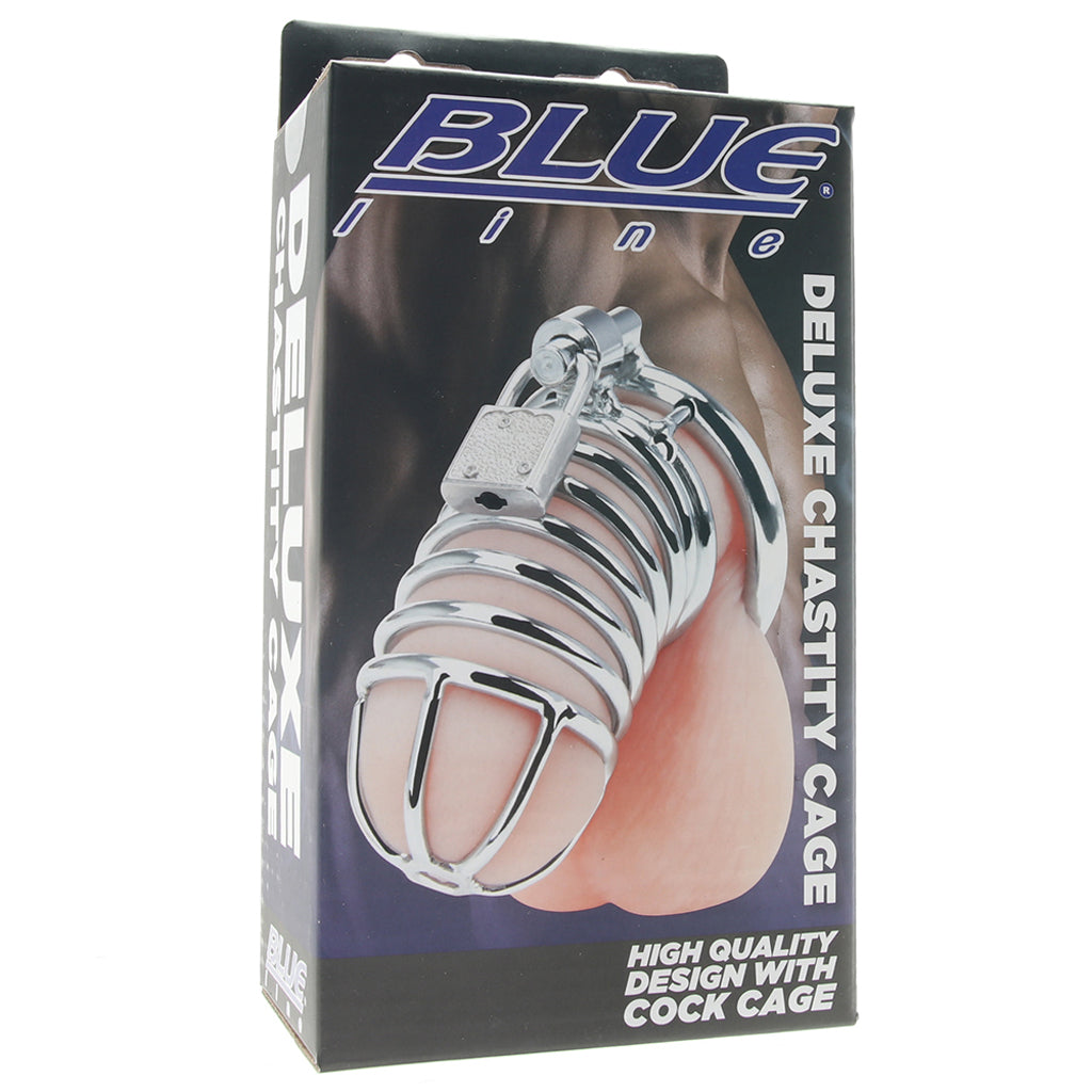 Blue Line Deluxe Steel Chastity Cage in Silver Bondage and Fetish > Cock and Ball Devices