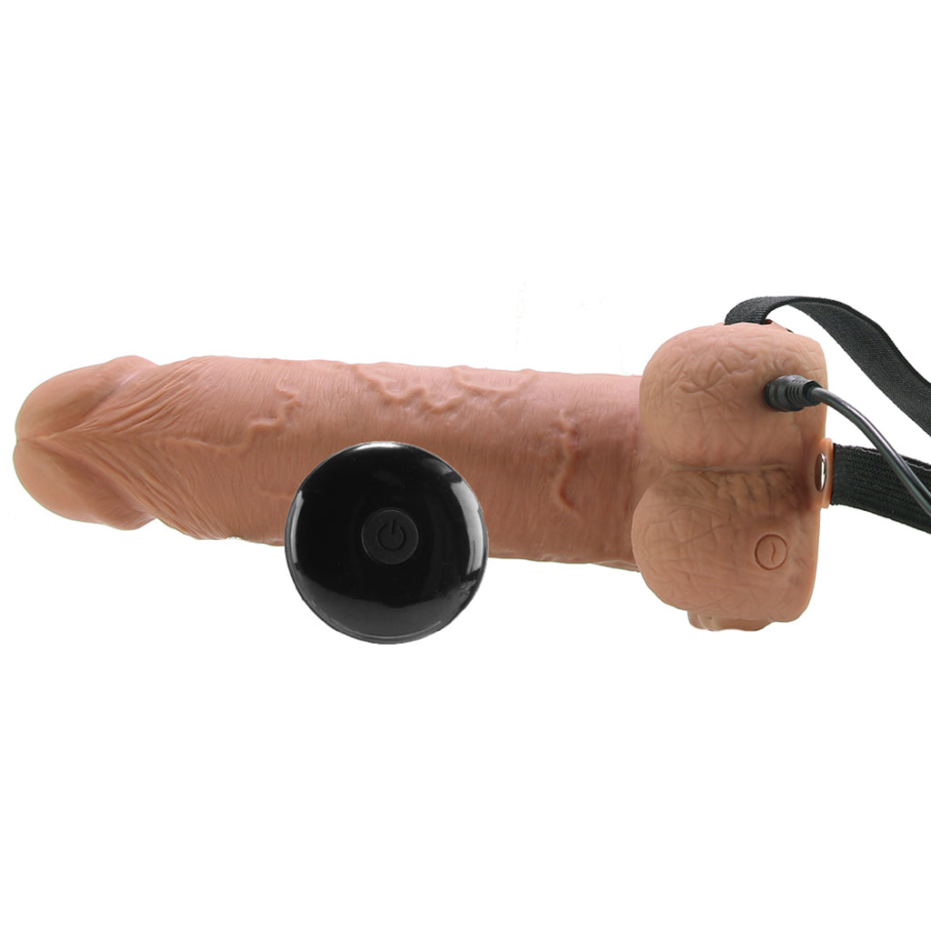7 Inch Hollow Vibrating Strap-On with Remote in Tan Dildo Sex Toys > Strap-On and Harnesses