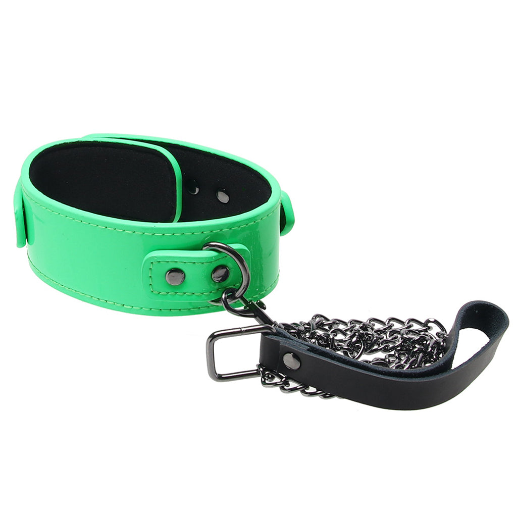 Electra Play Things Collar & Leash in Neon Green Bondage and Fetish > Pleasure Masks and Dress Up Play