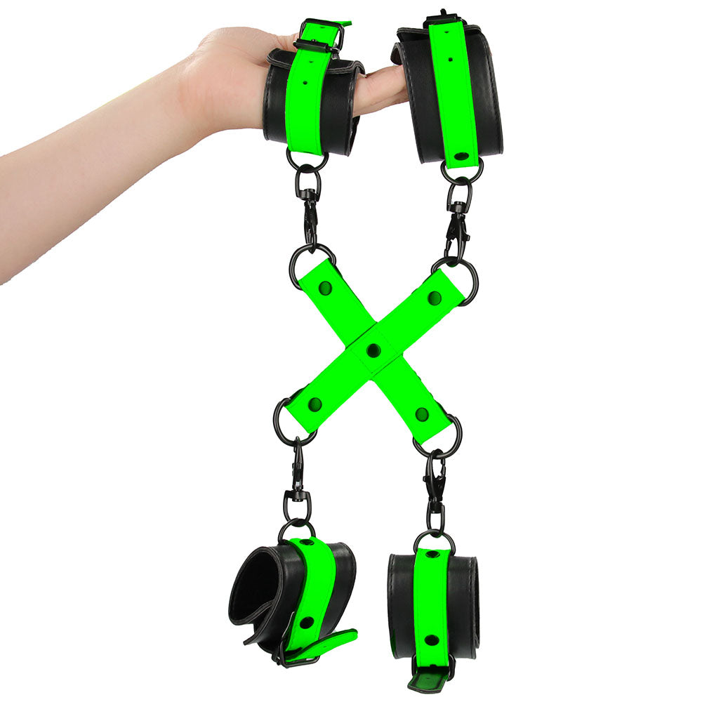 Ouch! Glow In The Dark Hand & Ankle Cuffs with Hogtie Bondage and Fetish > Wrist and Ankle Cuffs