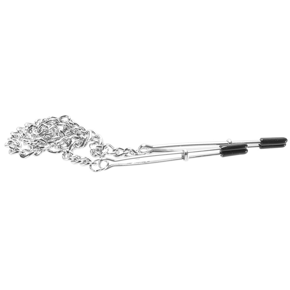 Lux Fetish Adjustable Tweezer Nipple Clips with Chain Bondage and Fetish > Nipple Stimulators & Clamps