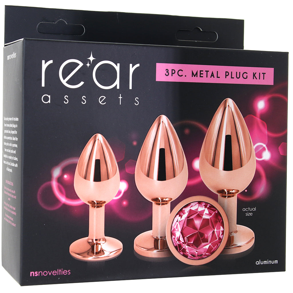 Rear Assets Round Gem Metal Plug Kit in Rose Anal Sex Toys > Butt Plugs