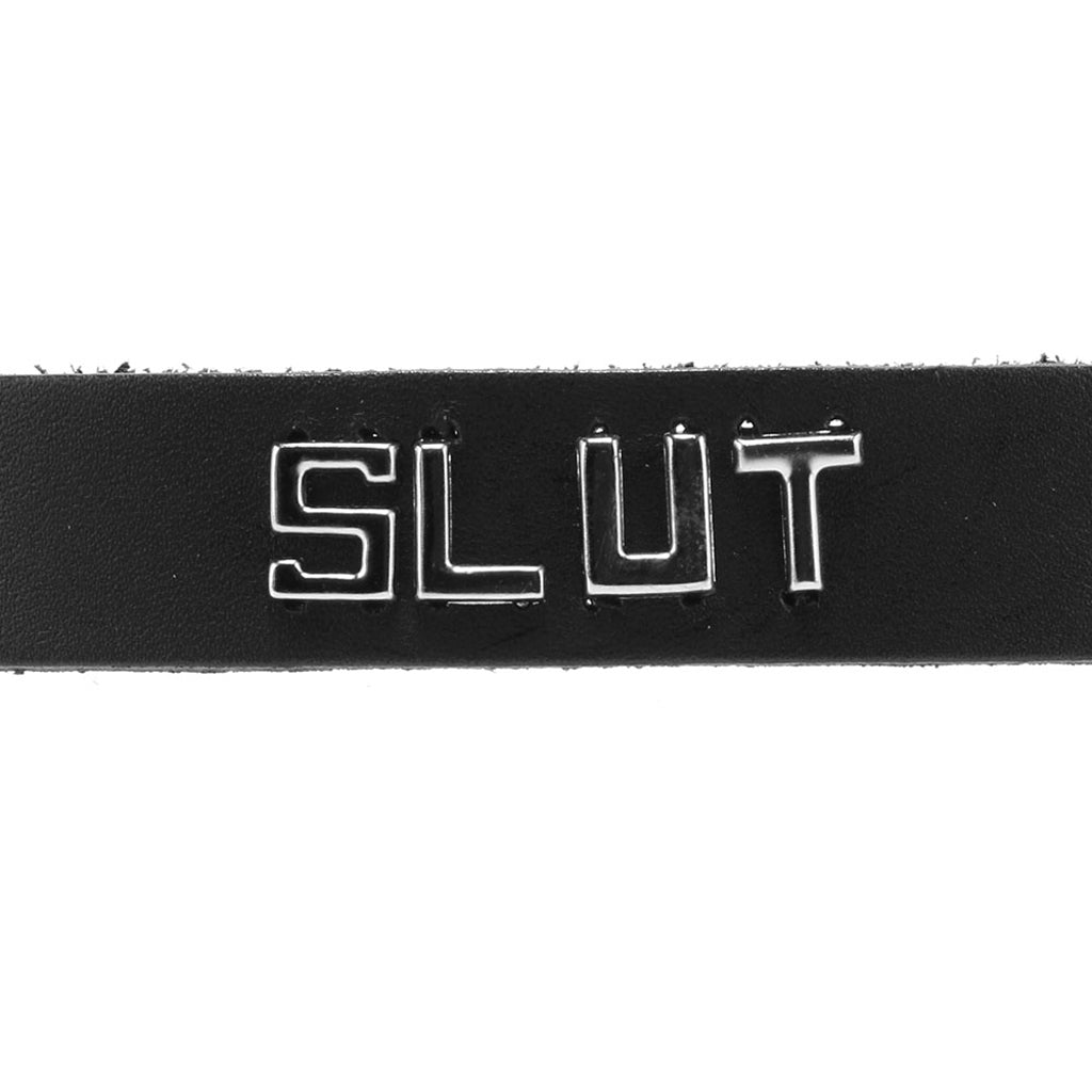 Slut Leather Word Band Collar Bondage and Fetish > Leashes and Collars