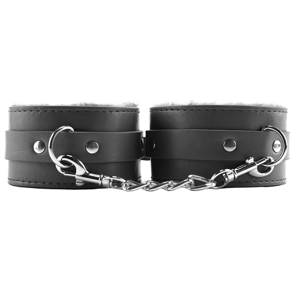 Black & White Plush Wrist Cuffs Bondage and Fetish > Wrist and Ankle Cuffs