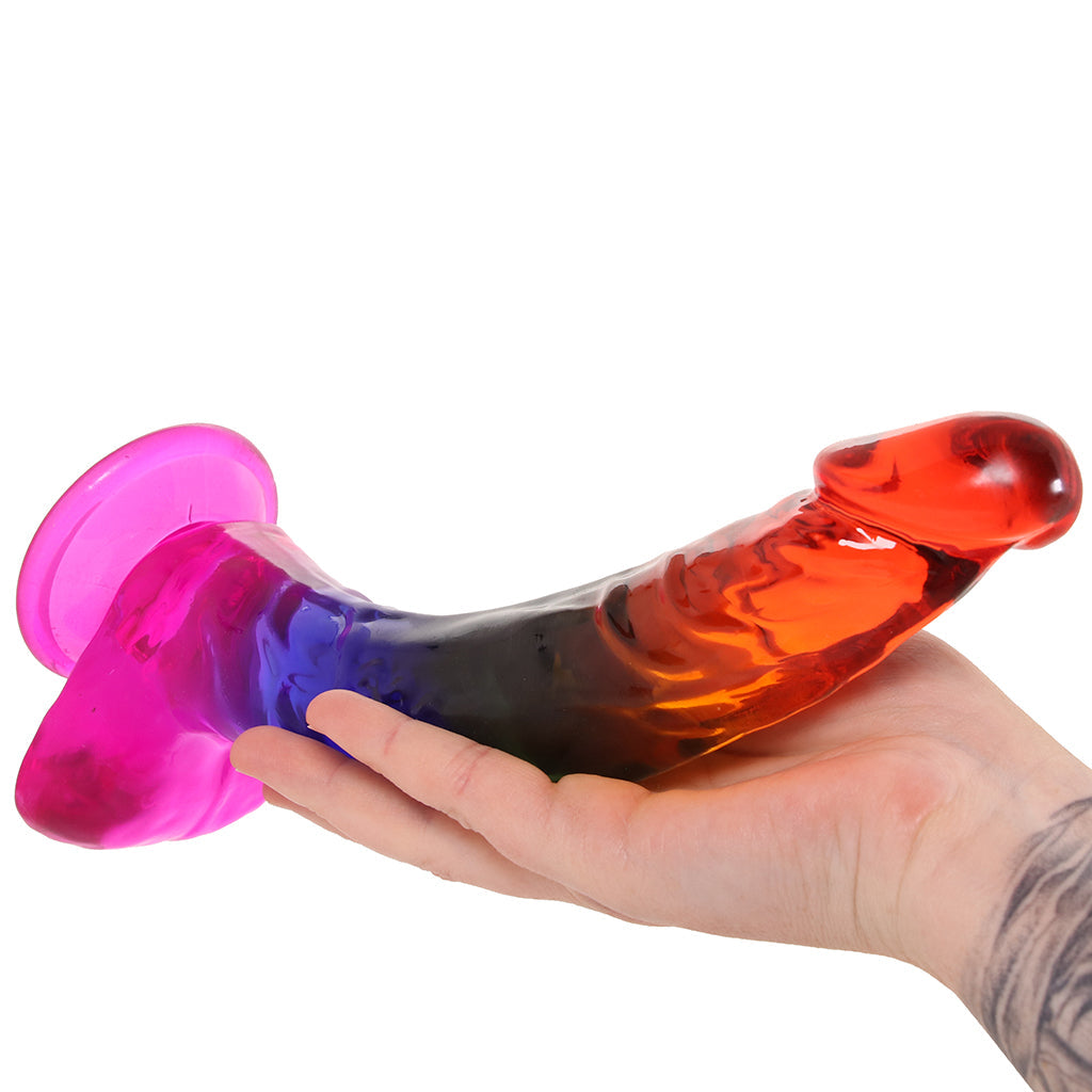 Crystal Jellies 9.5 Inch Cock & Balls Dildo in Rainbow Dildo Sex Toys > Realistic Dildos