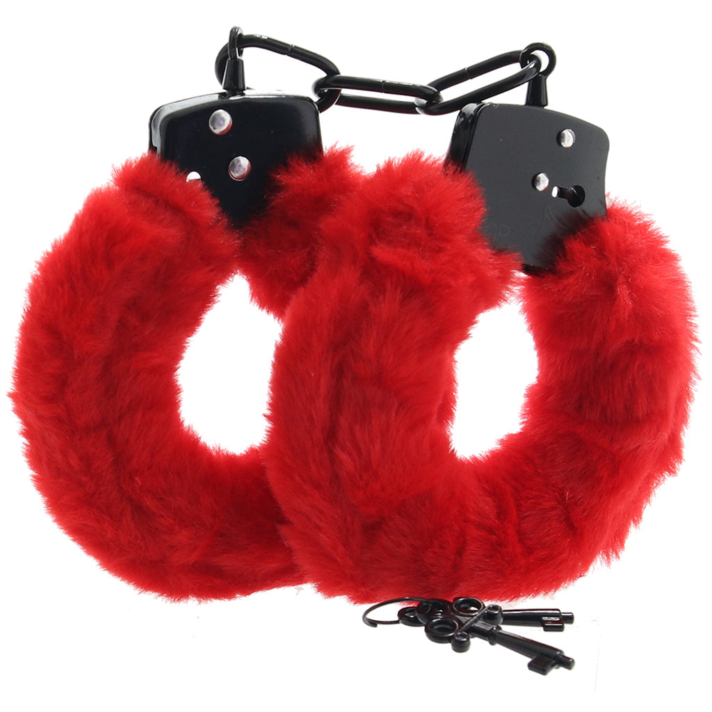 Master Series Cuffed in Fur Wrist Cuffs in Red Bondage and Fetish > Wrist and Ankle Cuffs