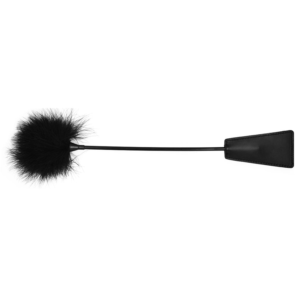 Black & White Crop with Feather Tickler Bondage and Fetish > Whips and Crops
