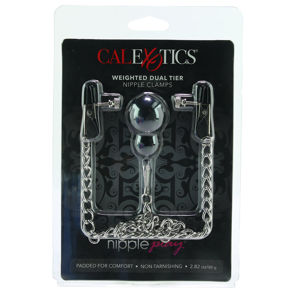 Nipple Play Weighted Dual Tier Nipple Clamps Bondage and Fetish > Nipple Stimulators & Clamps
