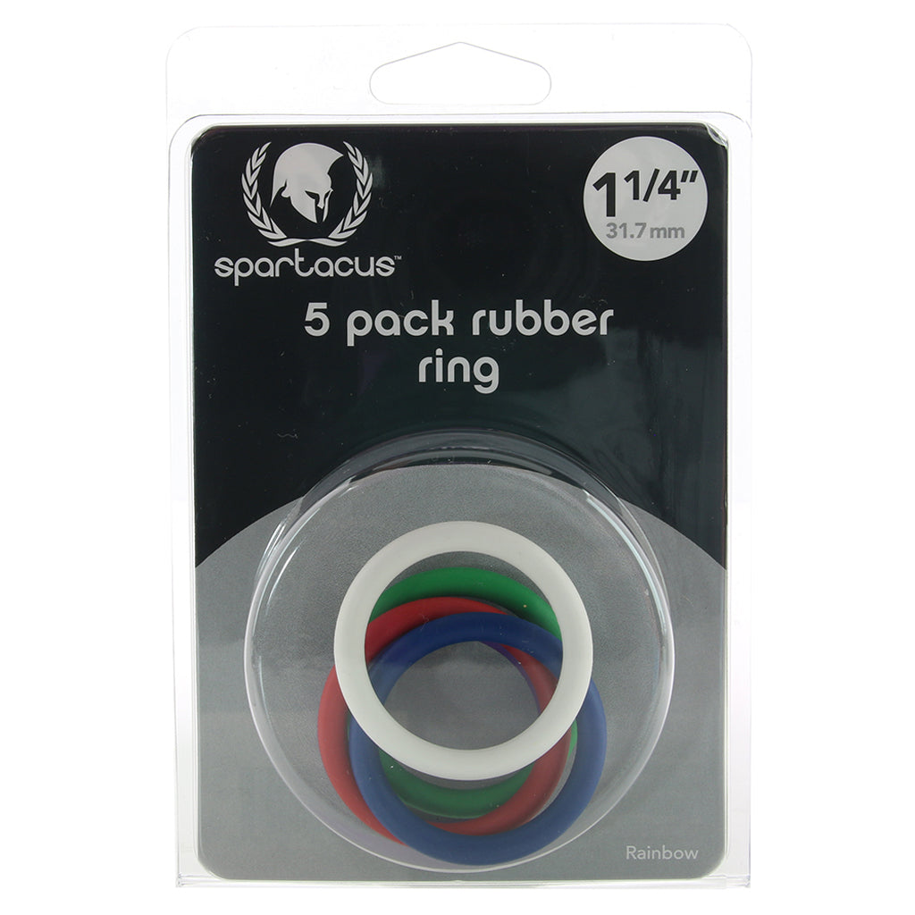 Rubber 1.25 Inch C-Ring 5 Pack in Rainbow Cock Rings