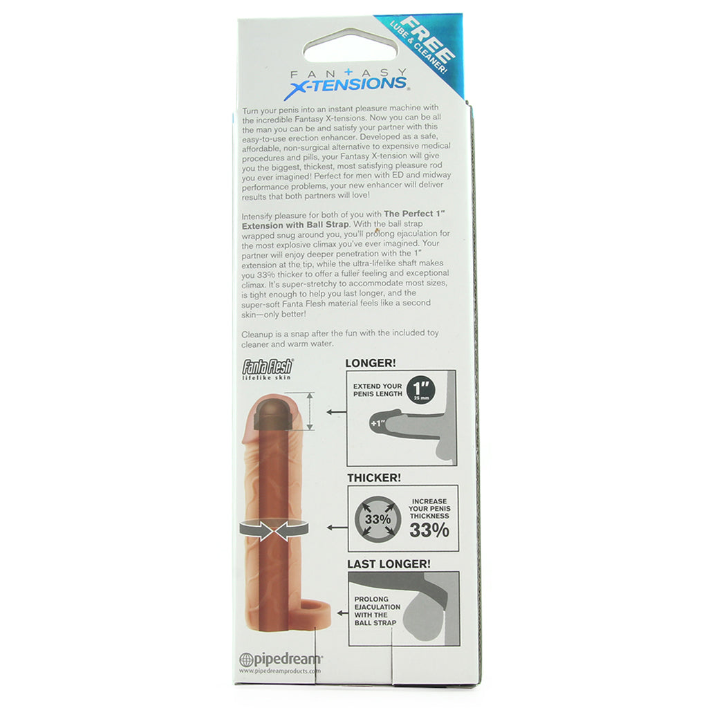 Perfect 1 Inch Extension with Ball Strap in White Male Enhancement > Extenders and Sleeves