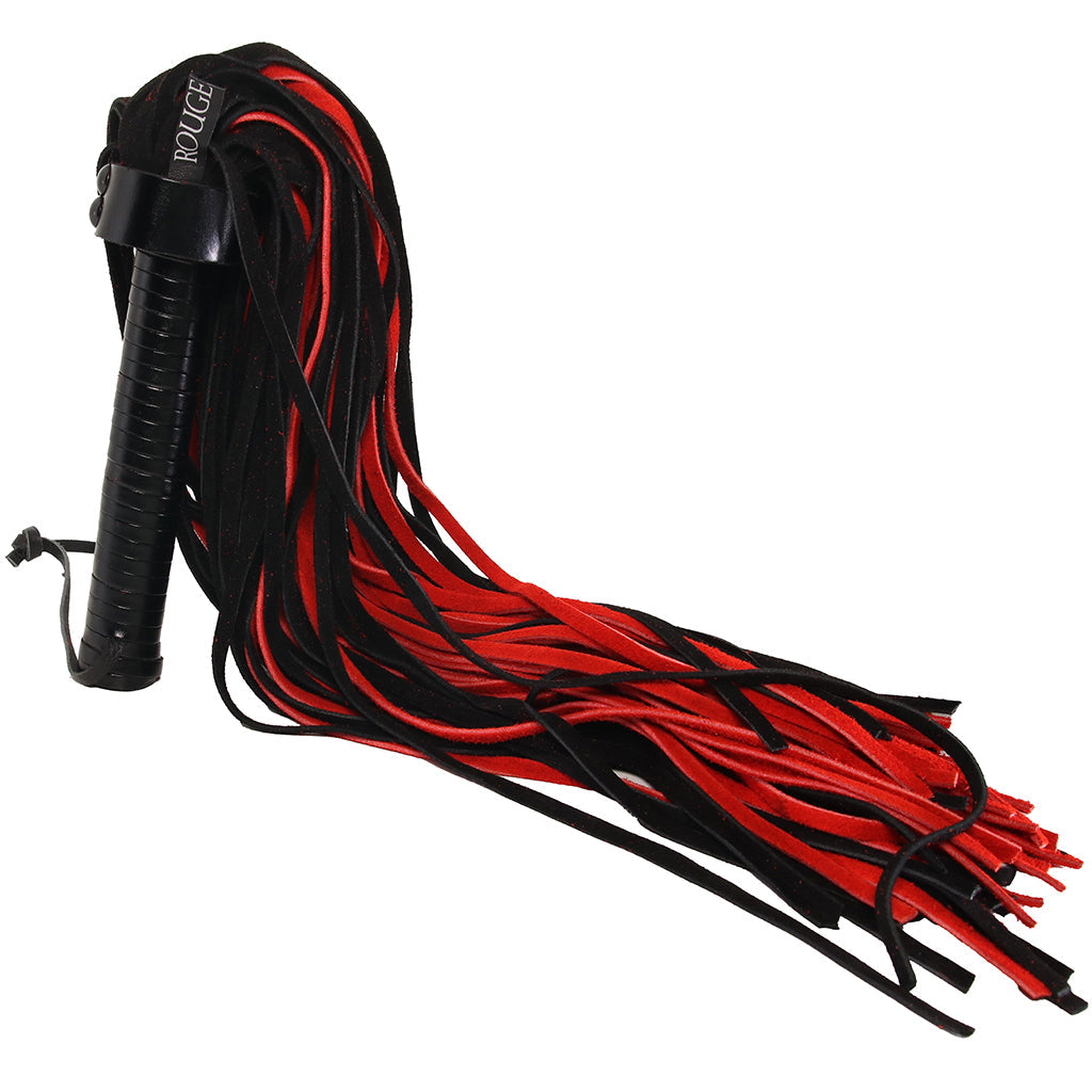 Long Suede Flogger in Black & Red Bondage and Fetish > Leather