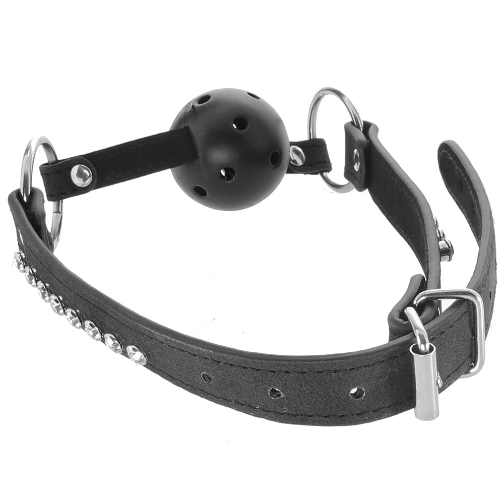 Ouch! Breathable Ball Gag with Diamond Studded Straps Bondage and Fetish > Ball Gags & Mouth Restraints
