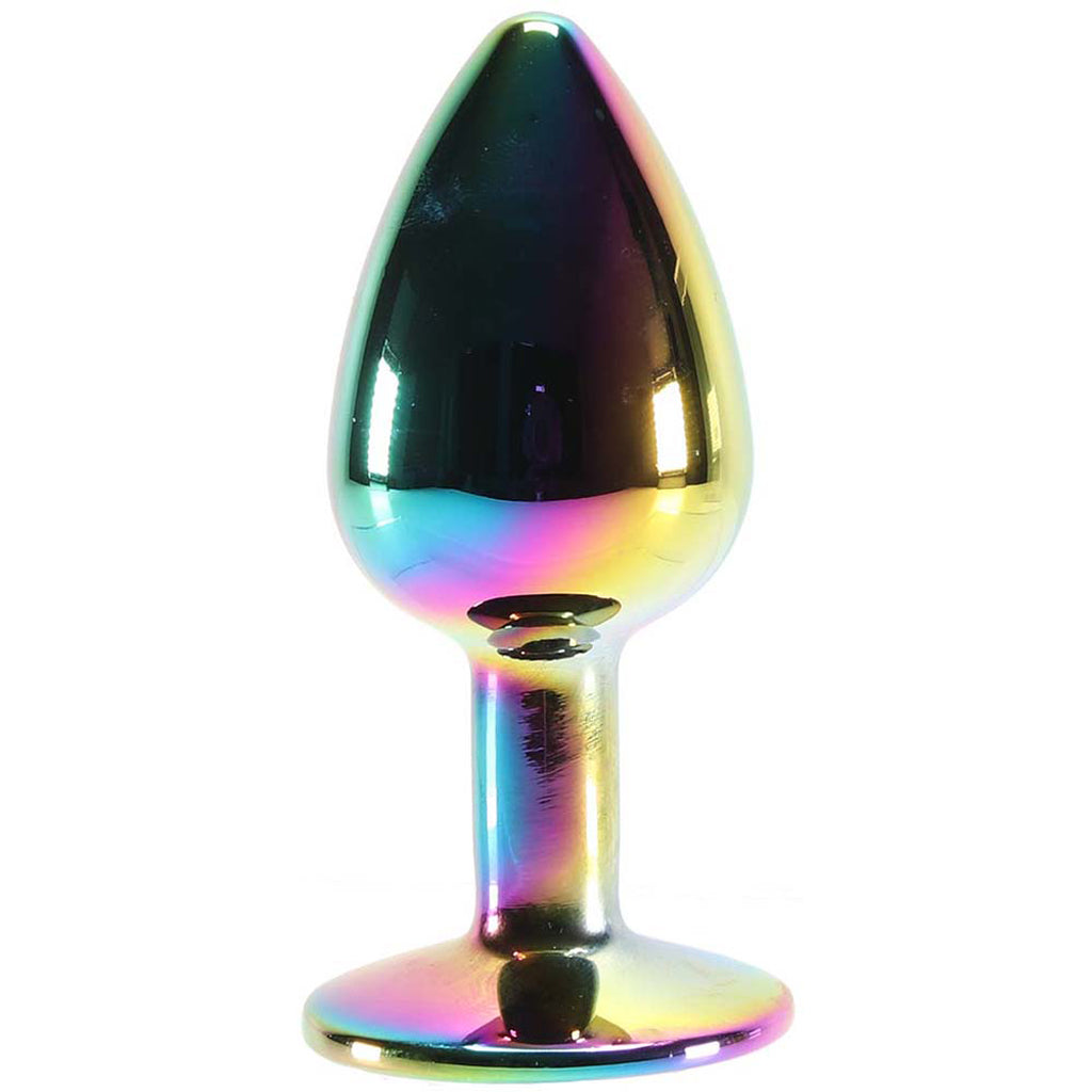 Small Aluminum Plug with Pink Gem in Multicolor Anal Sex Toys > Butt Plugs