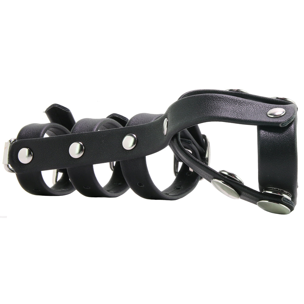 Blue Line Triple Cock and Ball Strap with Leash Lead Bondage and Fetish > Cock and Ball Devices