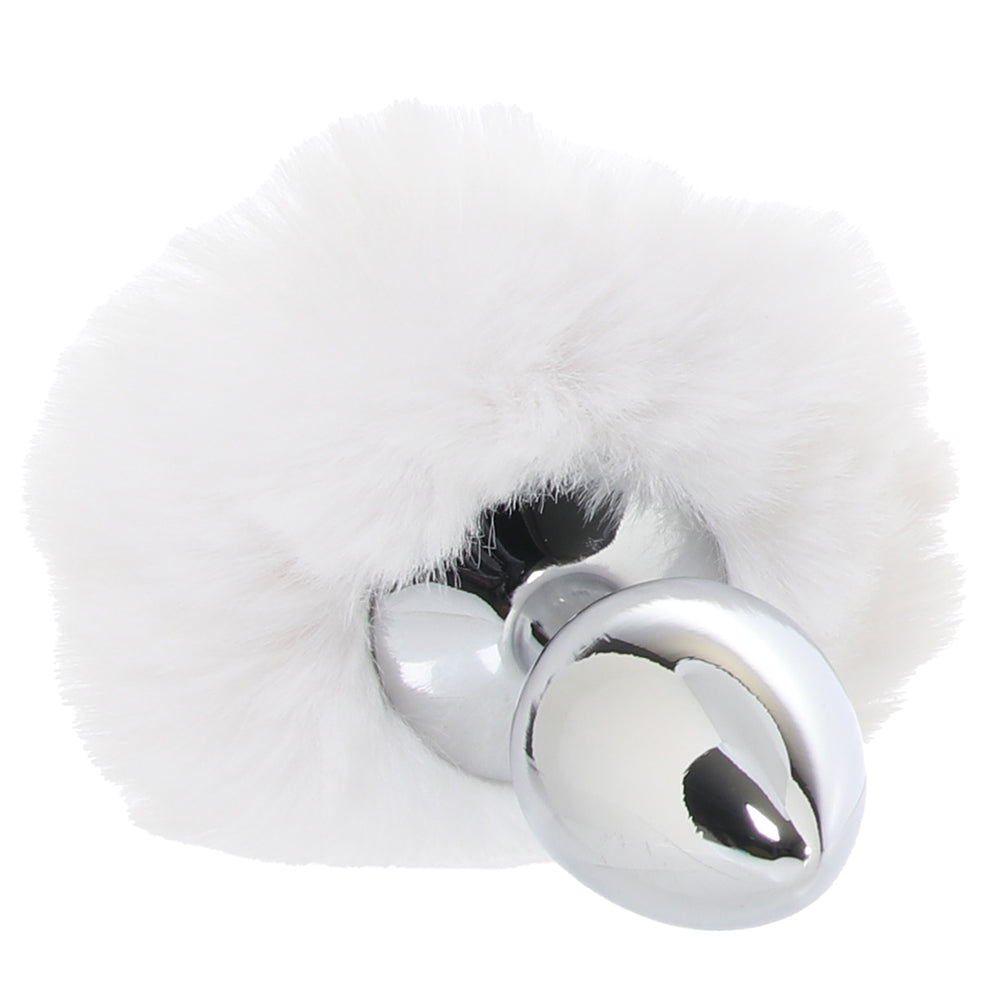 Gemsations 3 Inch Bunny Tail Butt Plug in Silver Anal Sex Toys > Butt Plugs
