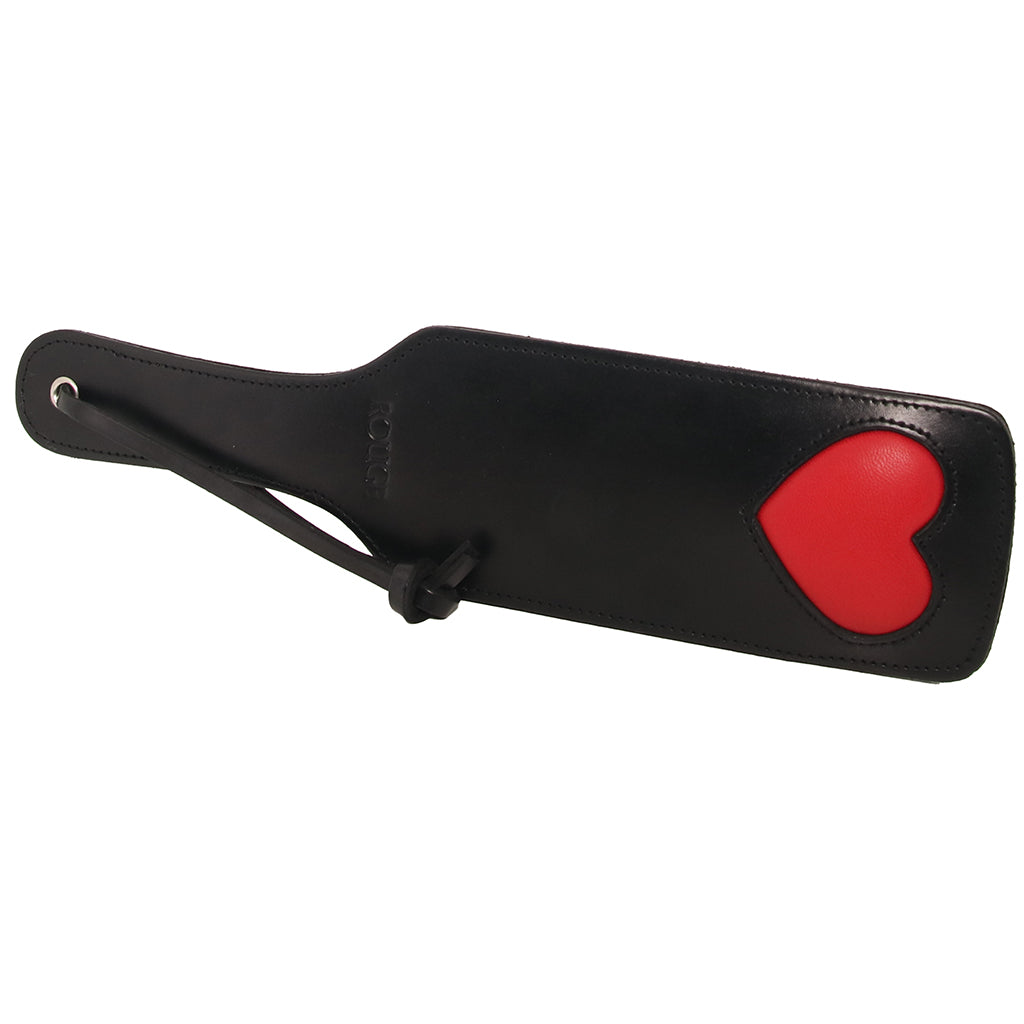 Black Leather Red Heart Paddle Bondage and Fetish > Whips and Crops