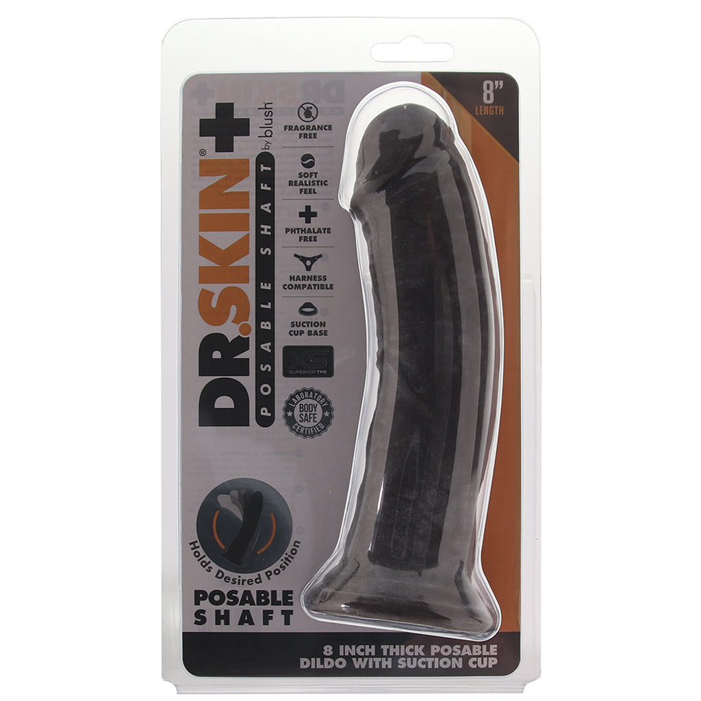 Dr. Skin Plus 8 Inch Thick Posable Dildo in Black Dildo Sex Toys > Realistic Dildos
