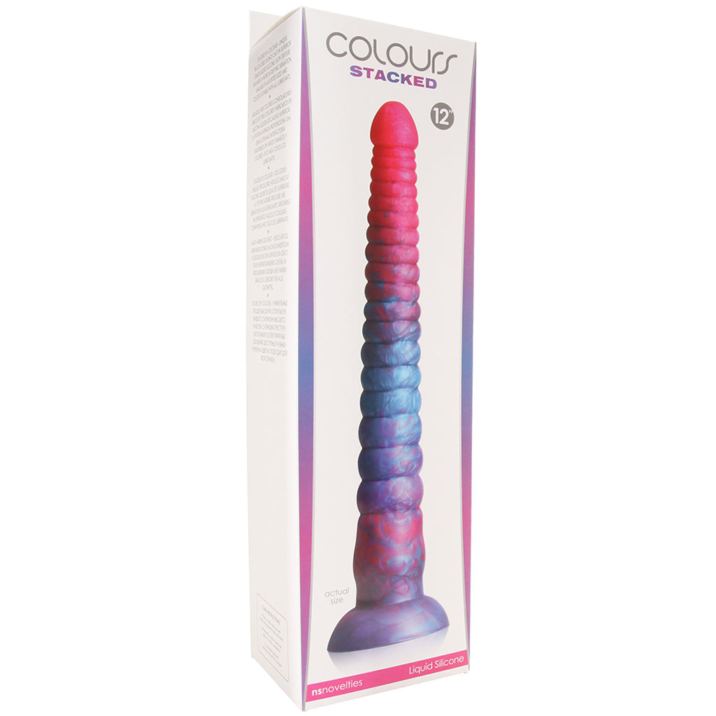 Colours Stacked 12 Inch Dildo in Pink/Blue Dildo Sex Toys > Non-Phallic Dildos