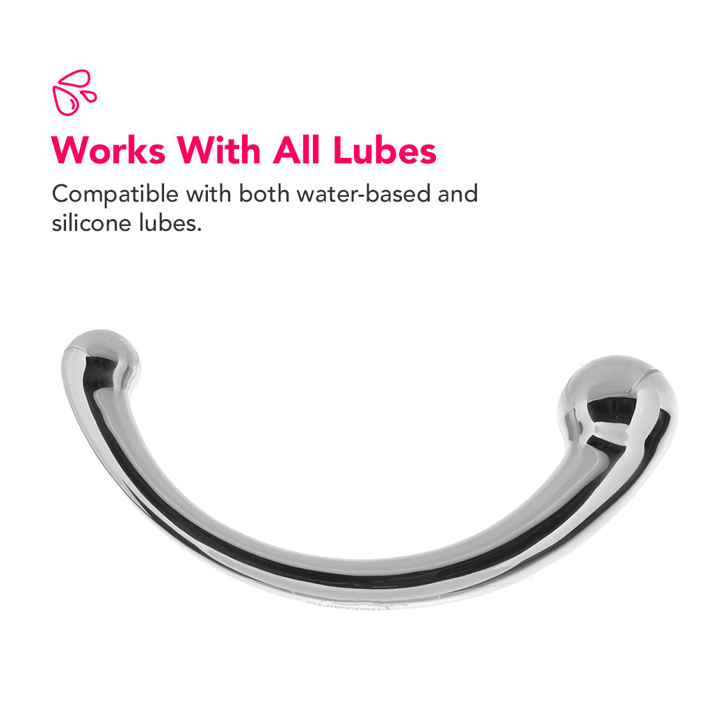 PinkCherry 8 Inch Stainless Steel Curved G-Spot Dildo Dildo Sex Toys > G-Spot Dildos