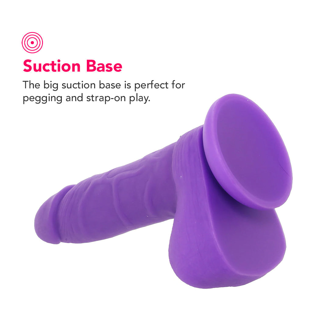PinkCherry 7 Inch Purple Silicone Ballsy Dildo Dildo Sex Toys > Realistic Dildos