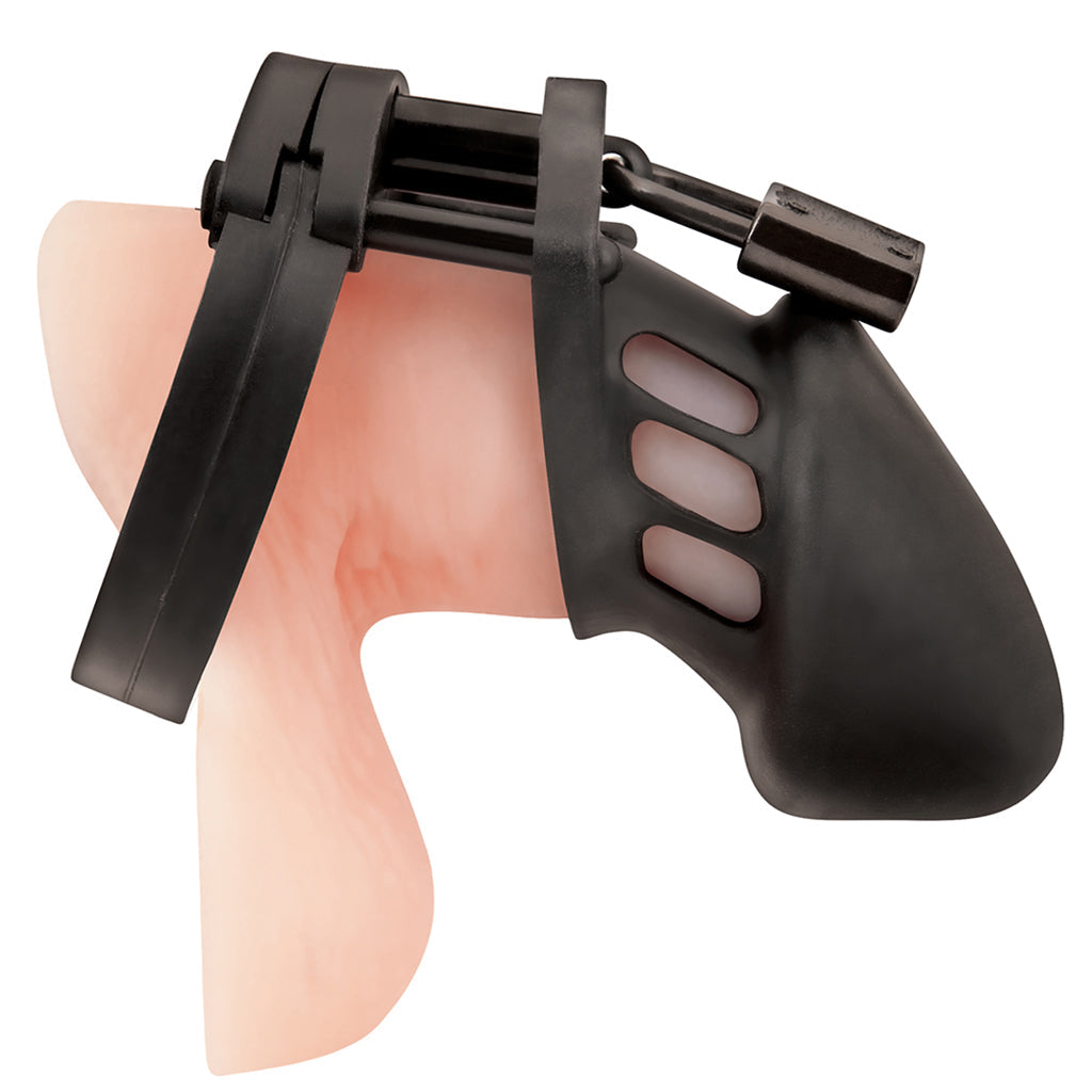 Blue Line Silicone Chastity Cage in Black Bondage and Fetish > Cock and Ball Devices