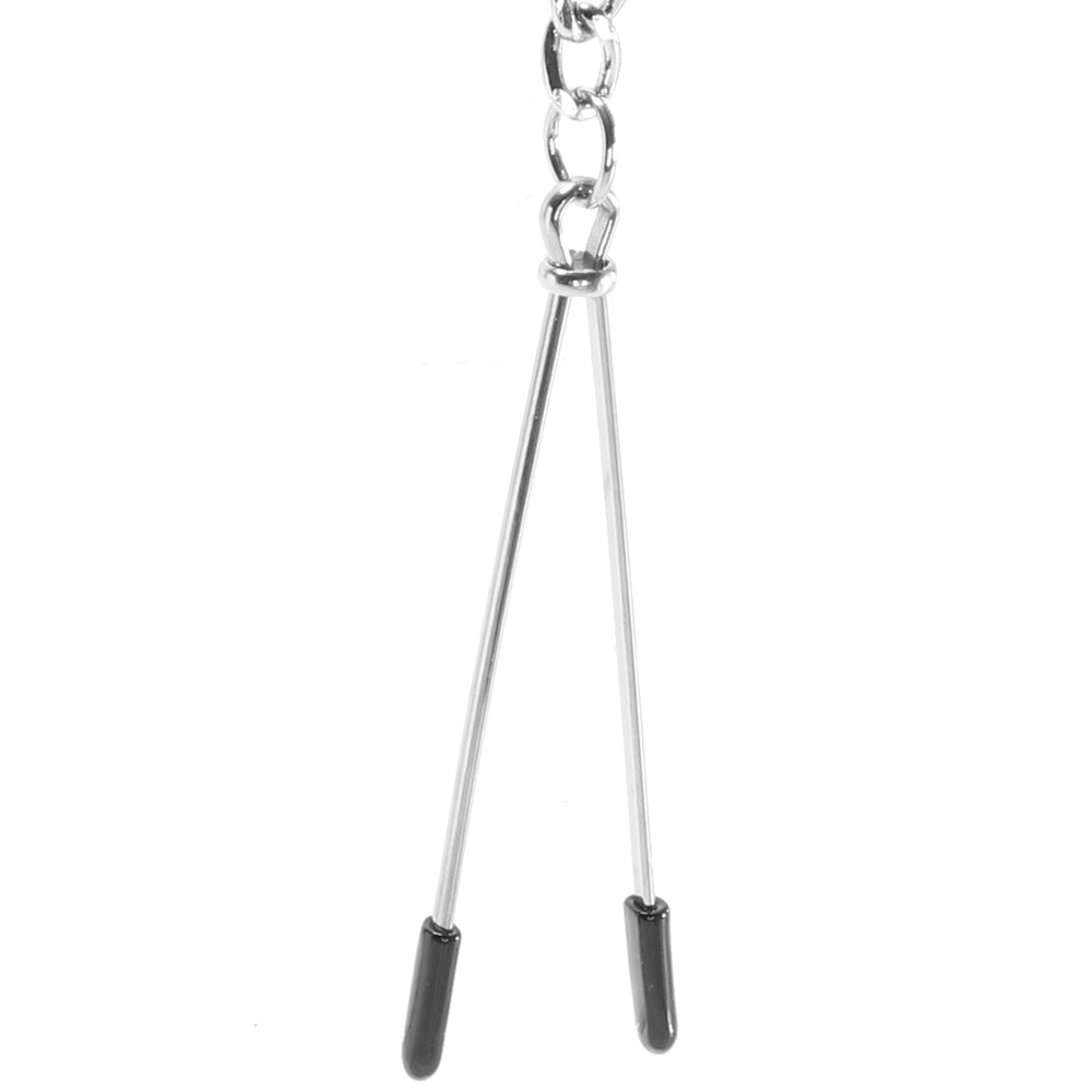 Lux Fetish Adjustable Tweezer Nipple Clips with Chain Bondage and Fetish > Nipple Stimulators & Clamps