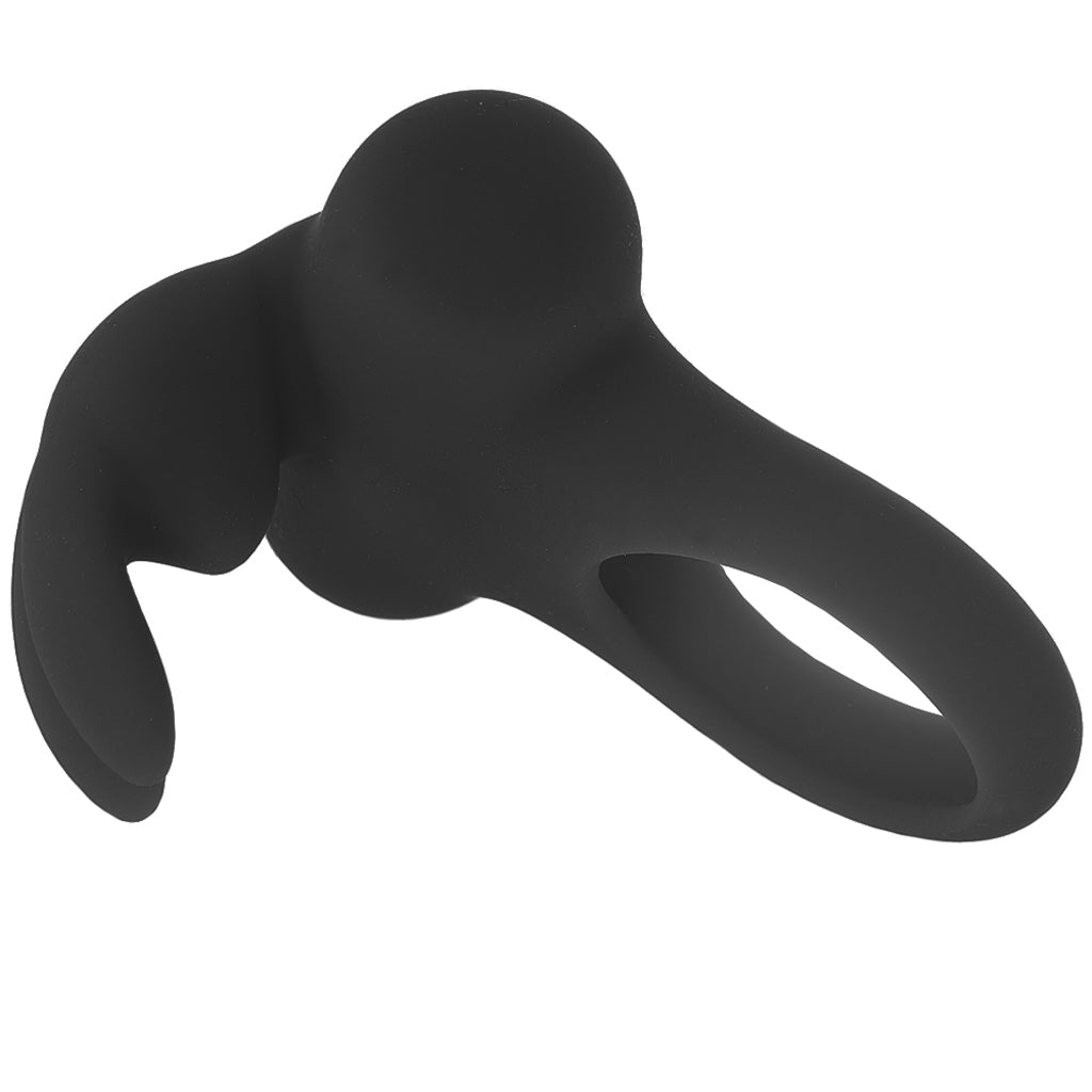 Frisky Bunny Vibrating Ring in Black Pearl Cock Rings