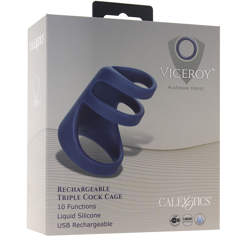 Viceroy Rechargeable Triple Cock Cage Cock Rings