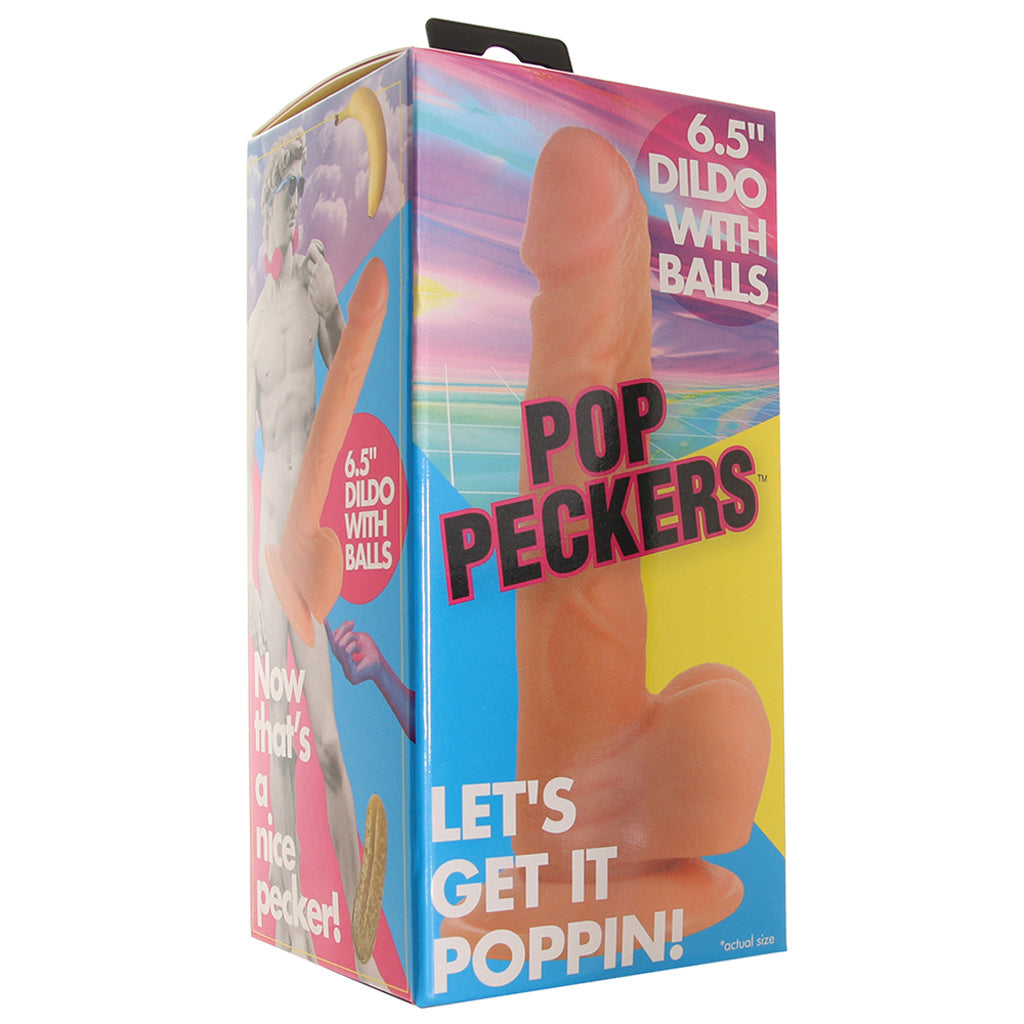 Pop Peckers 6.5 Inch Ballsy Dildo in Light Dildo Sex Toys > Realistic Dildos