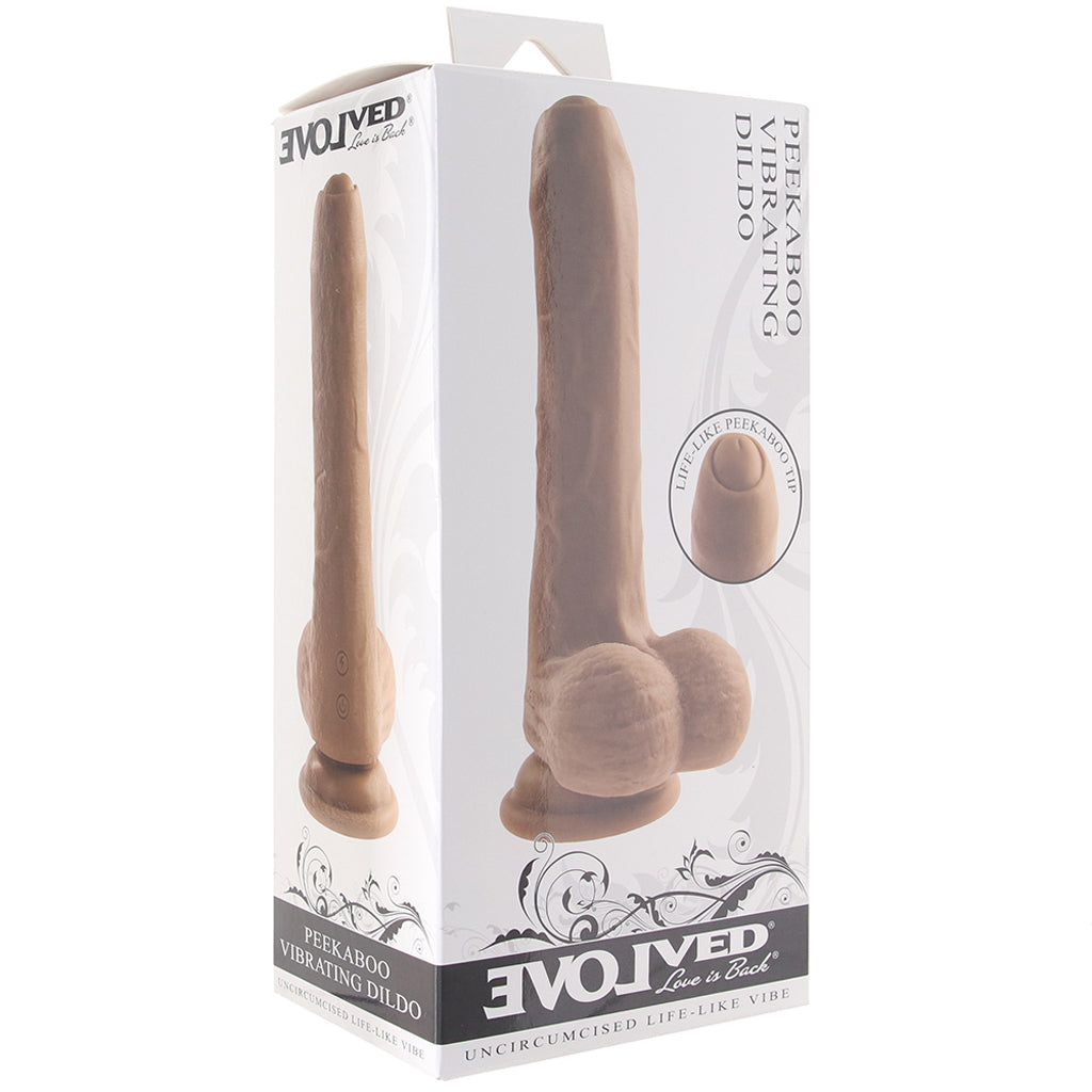 Peek A Boo 8 Inch Vibrating Dildo in Dark Vibrators > Realistic Vibrator Dildos