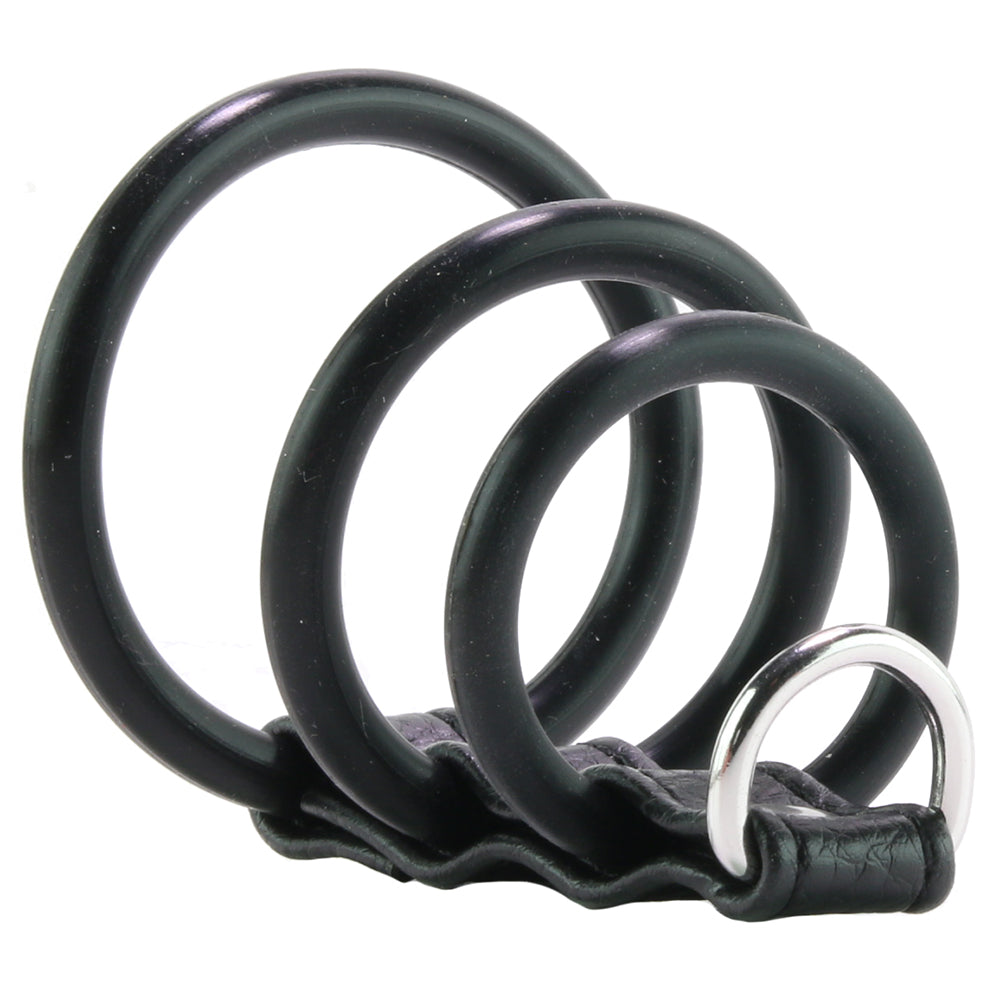 Blue Line 3 Ring Silicone Gates of Hell with Leash Lead Bondage and Fetish > Cock and Ball Devices