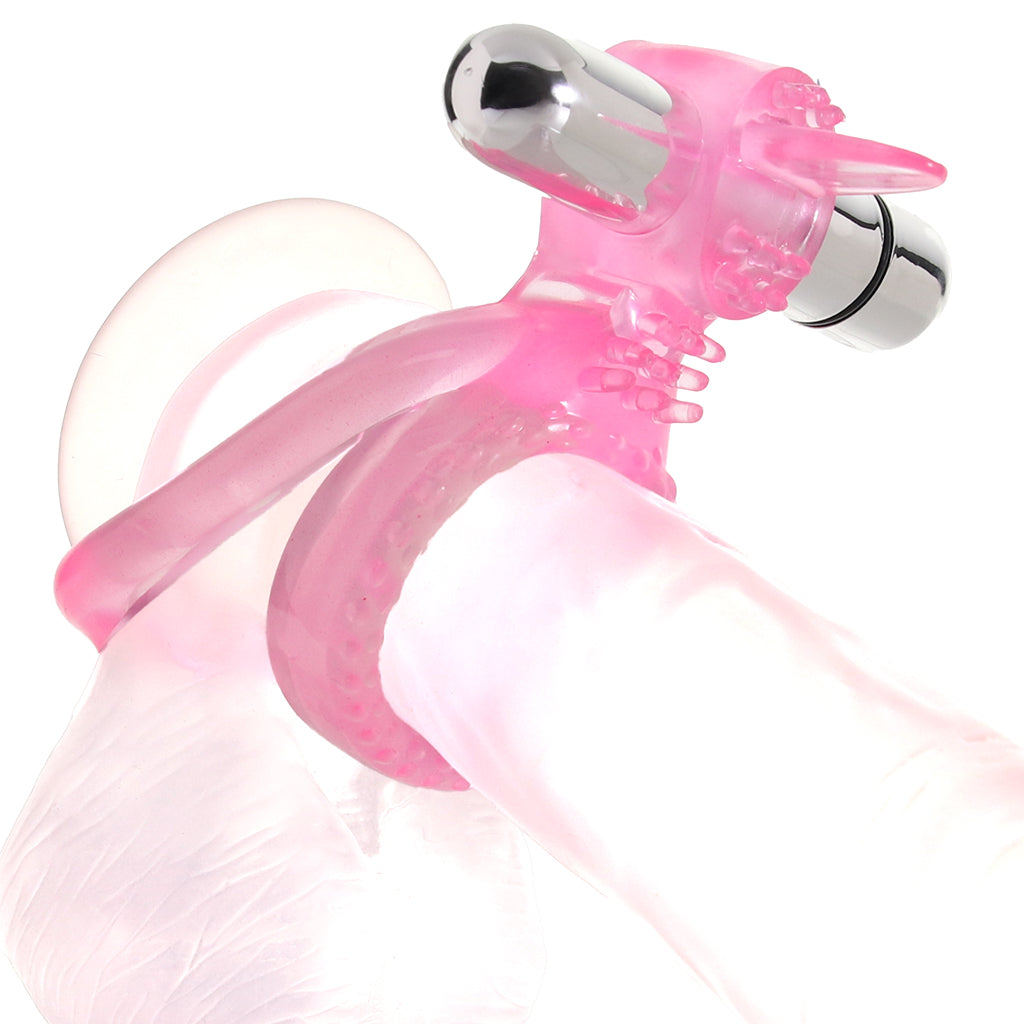 PinkCherry Dual Clit Flicker Cock Ring Vibrators > Vibrating Cock Rings