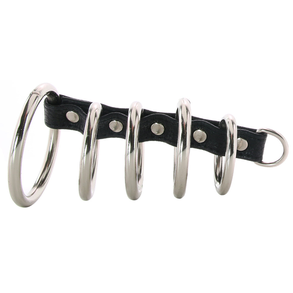 Blue Line 5 Ring Steel Gates of Hell Cock Cage with Lead Bondage and Fetish > Tools & Accessories