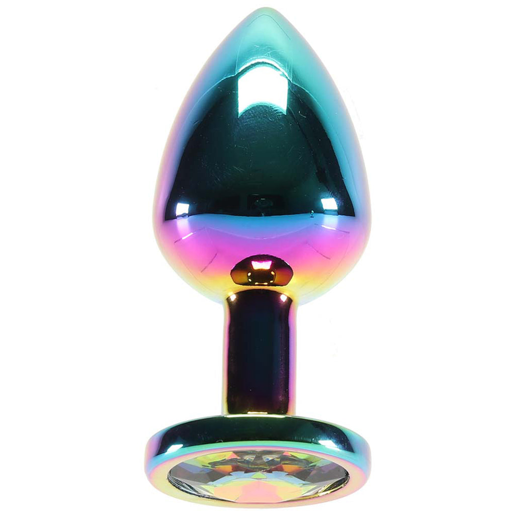 Medium Aluminum Plug with Rainbow Gem in Multicolor Anal Sex Toys > Butt Plugs