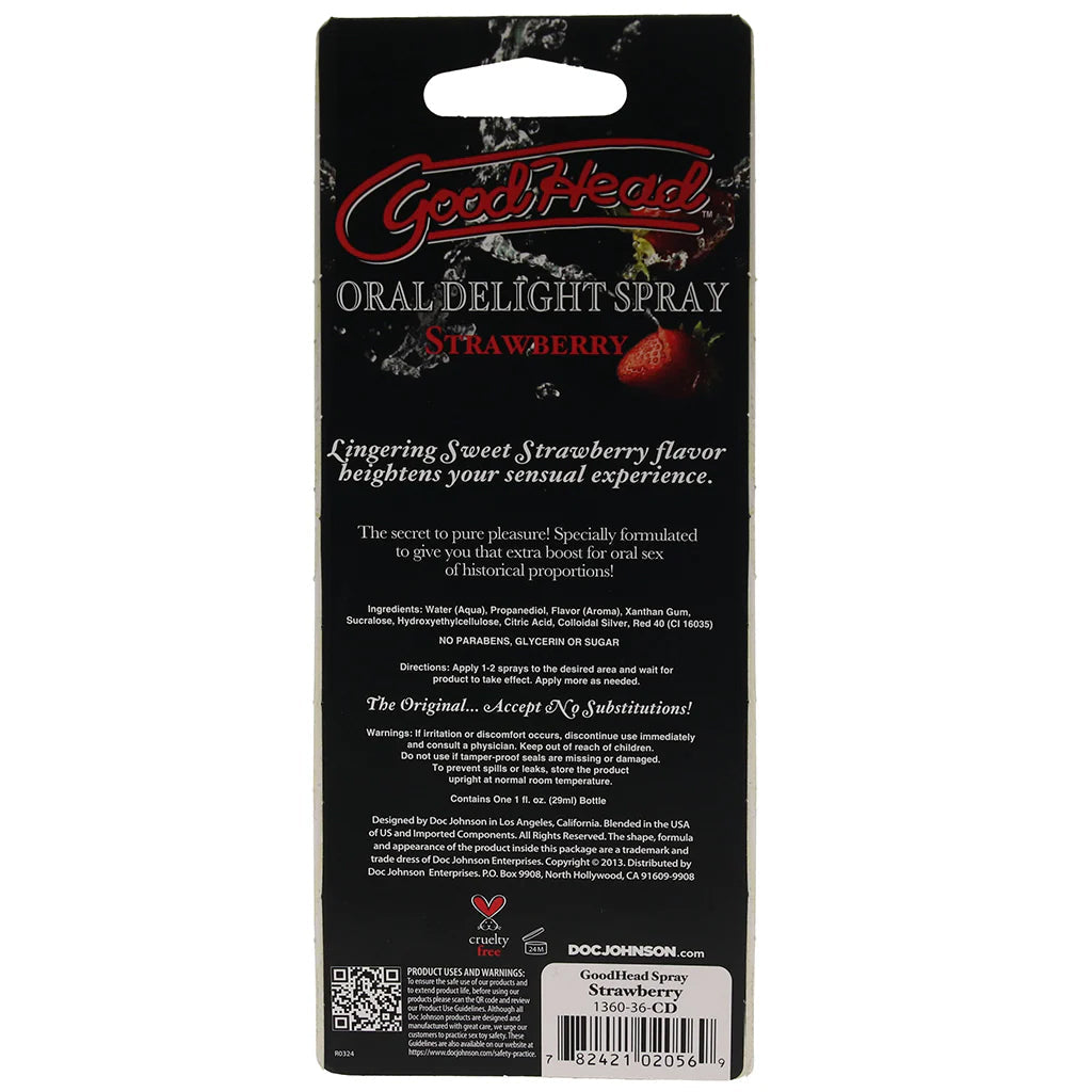 GoodHead Oral Delight Spray 1oz in Strawberry Lubes and Lotions > Flavored Sex Lubes