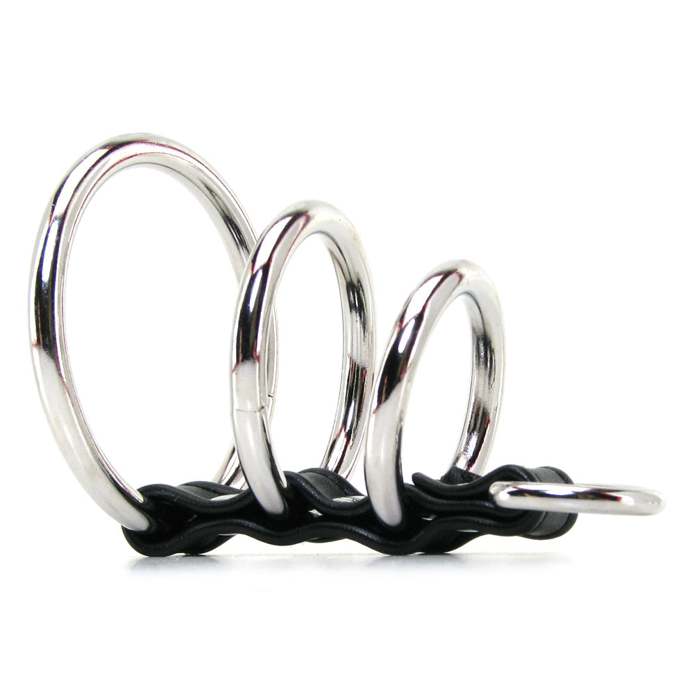 Blue Line 3 Ring Gates of Hell Cock & Ball Cage with D-Ring Cock Rings