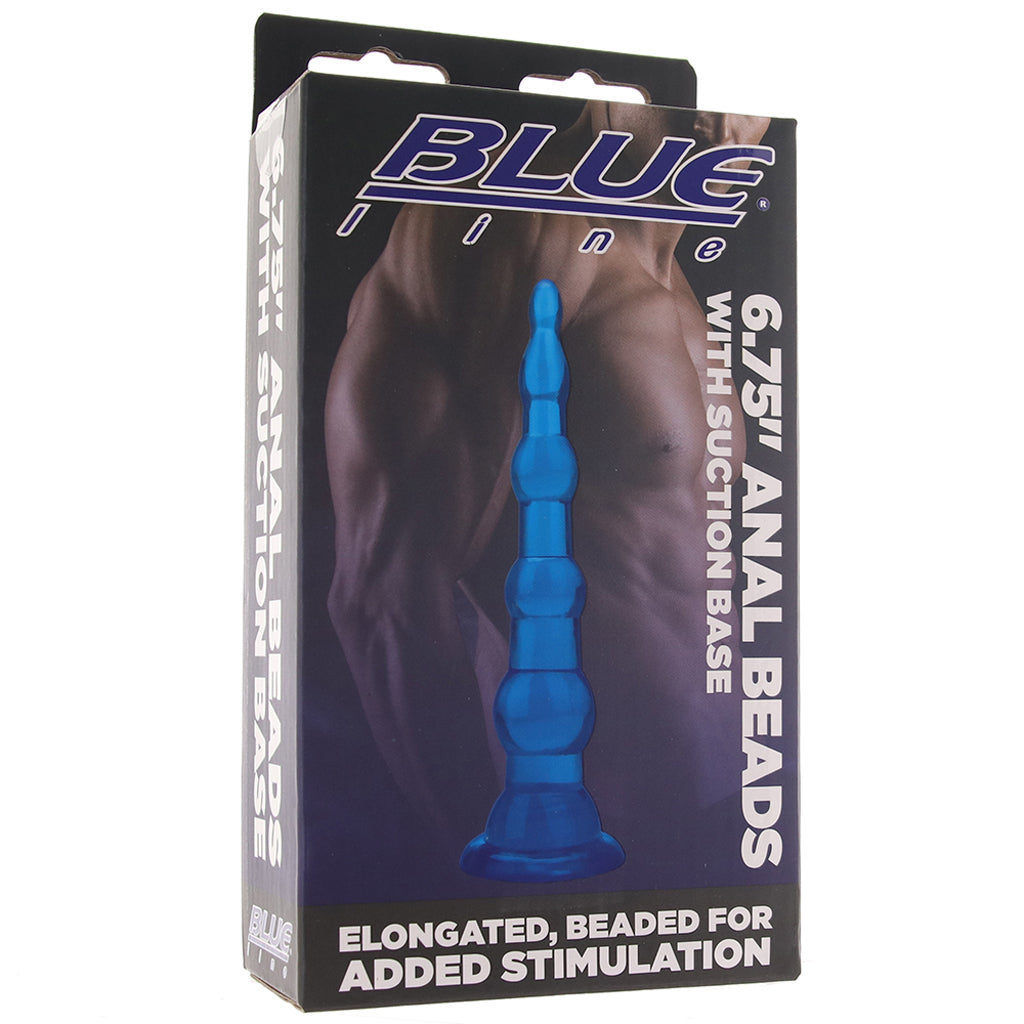 Blue Line 6.75 Inch Anal Beads With Suction Base Anal Sex Toys > Anal Beads
