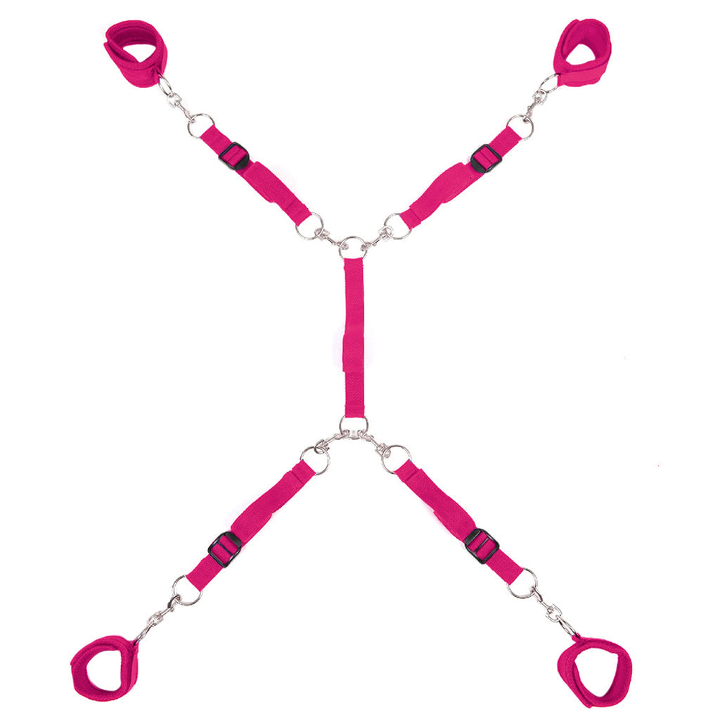 7 Piece Bed Spreader Restraint System in Hot Pink Bondage and Fetish > Restraints