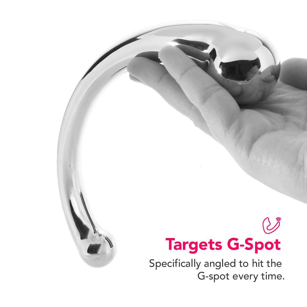 PinkCherry 8 Inch Stainless Steel Curved G-Spot Dildo Dildo Sex Toys > G-Spot Dildos