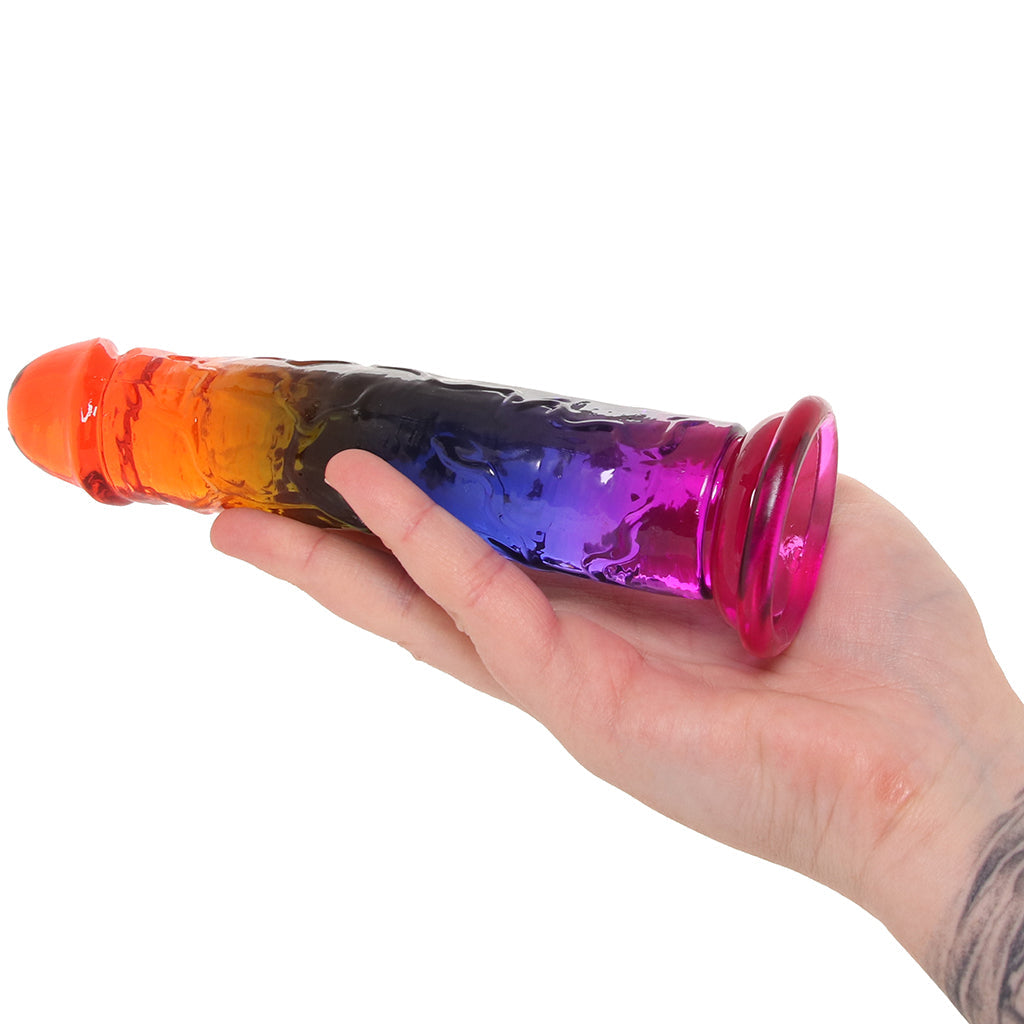 Crystal Jellies 7 Inch Classic Dildo in Rainbow Dildo Sex Toys > Realistic Dildos