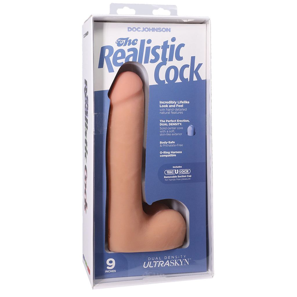 The Realistic 9 Inch Cock with Balls in Vanilla Dildo Sex Toys > Realistic Dildos