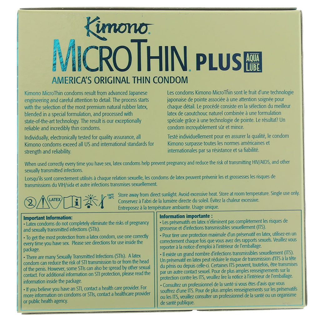 Kimono MicroThin Plus Aqua Lube Condoms in 24 Pack Condoms