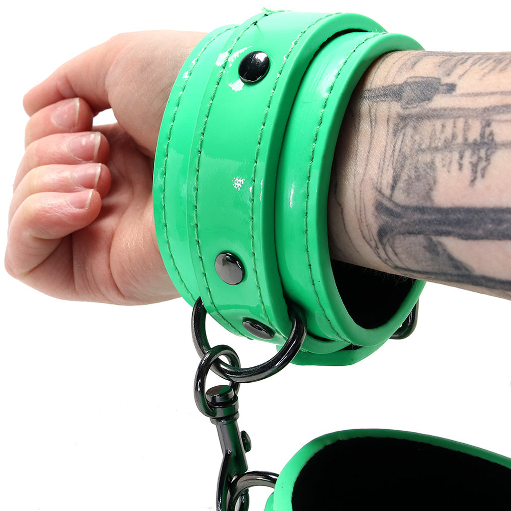 Electra Play Things Wrist Cuffs in Neon Green Bondage and Fetish > Wrist and Ankle Cuffs