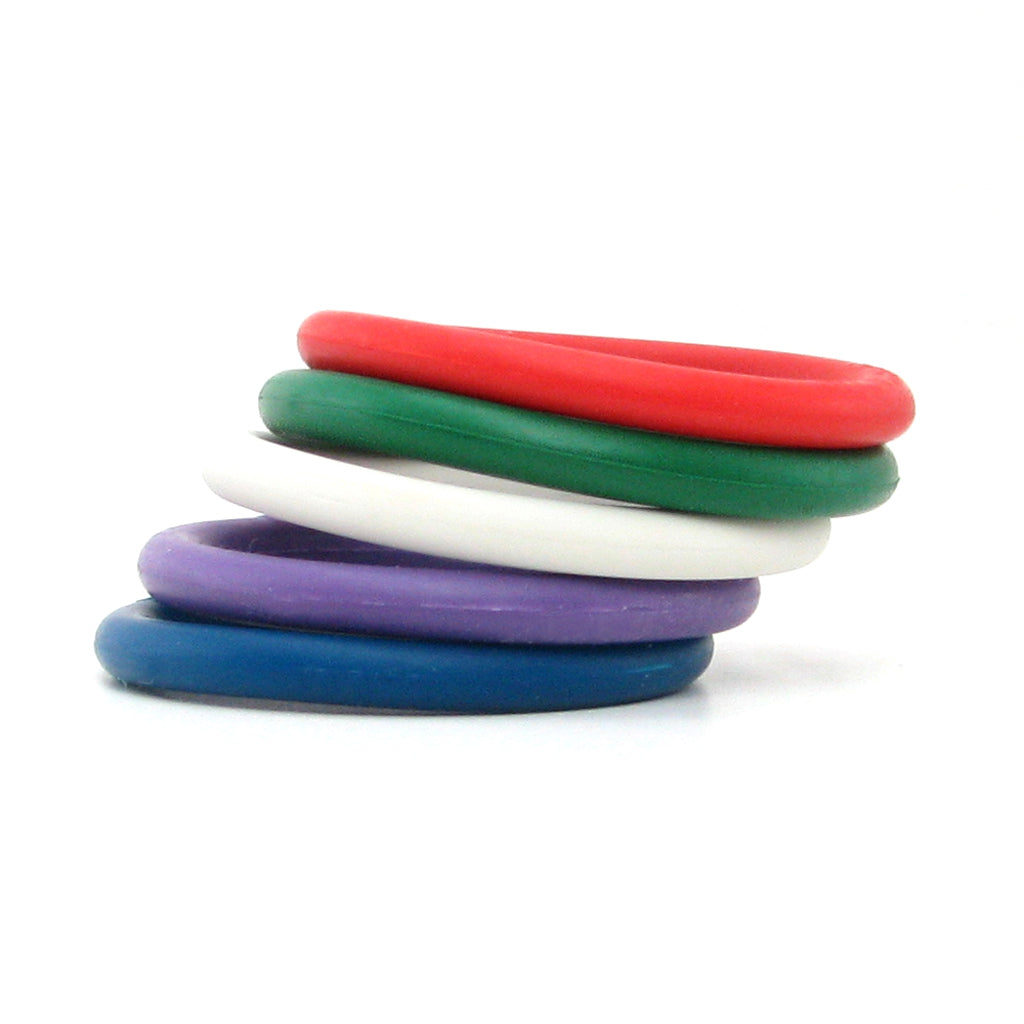 Rubber 1.25 Inch C-Ring 5 Pack in Rainbow Cock Rings