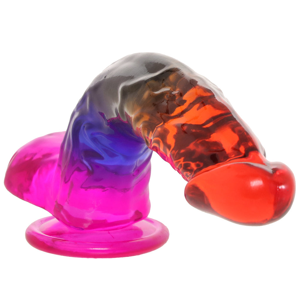 Crystal Jellies 9.5 Inch Cock & Balls Dildo in Rainbow Dildo Sex Toys > Realistic Dildos
