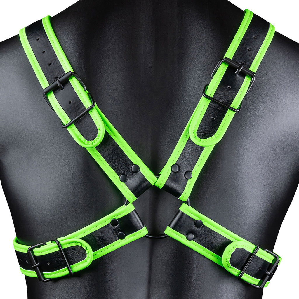 Ouch! Glow In The Dark Cross Harness /XL Bondage and Fetish > Men's Bondage Wear