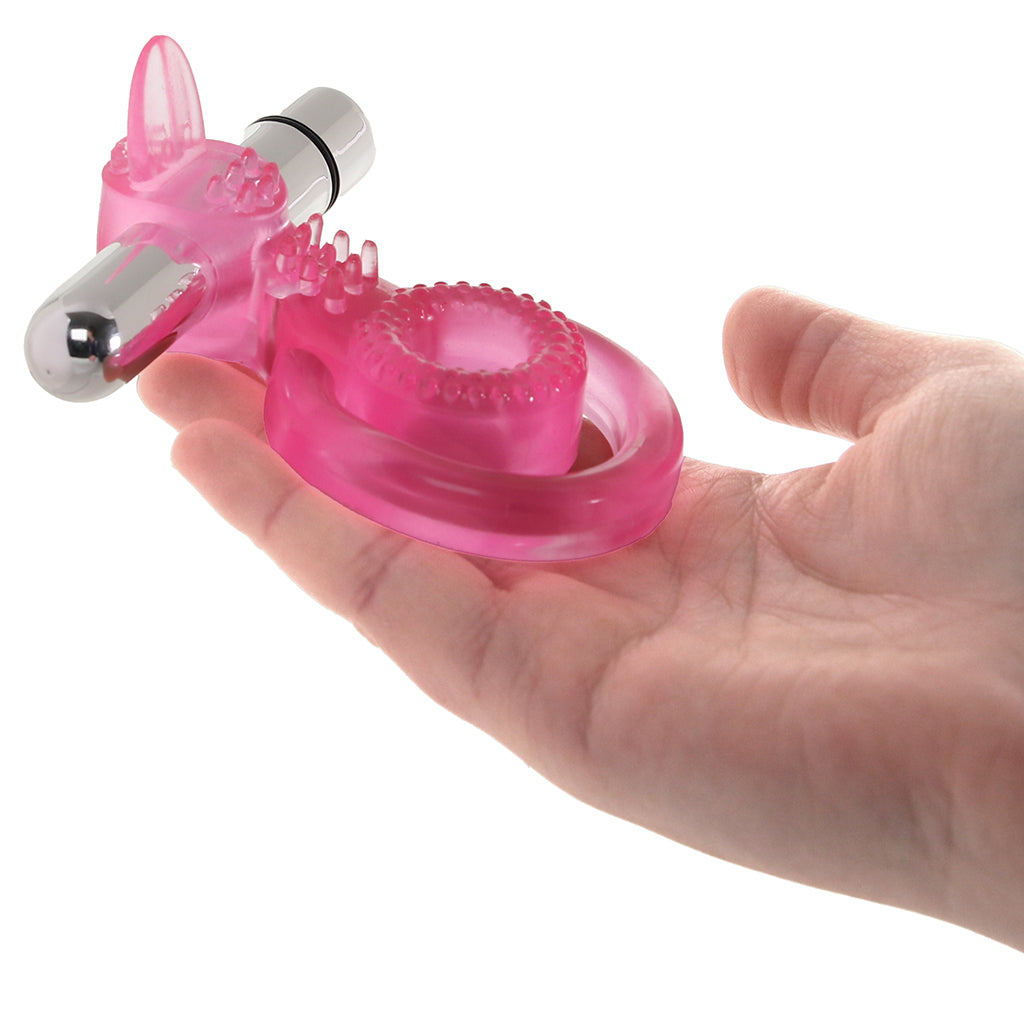 PinkCherry Dual Clit Flicker Cock Ring Vibrators > Vibrating Cock Rings